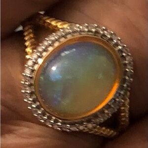 14k yellow gold opal & diamond ring 8